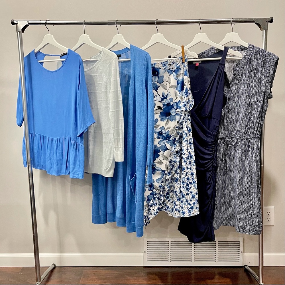 Shades of Blue Lot Ann Taylor Zara Calvin Klein M